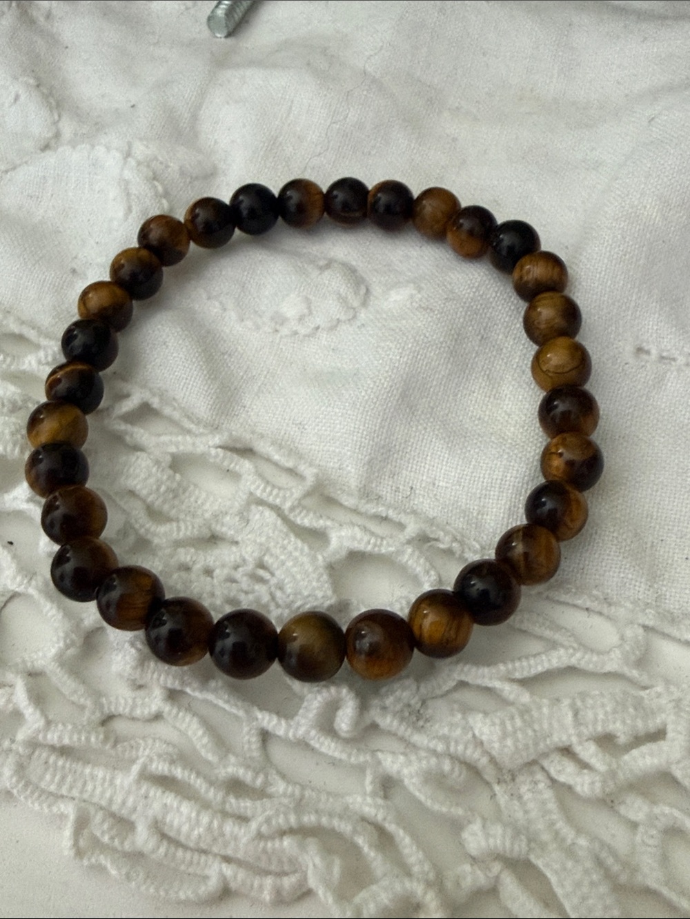 Tiger's Eye Beaded Stretch Bracelet - Brown and Black